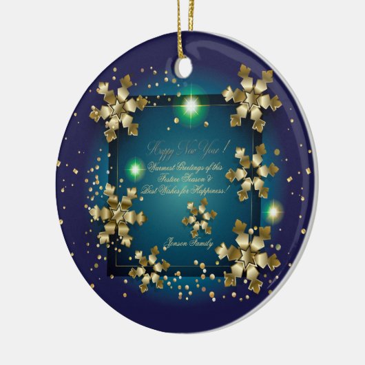 ウィンターホリデー金ゴールドデコーウィッシュパーソナライズされたXMAX セラミックオーナメント (左)
