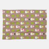 ウィンターホリデー雪だるまクリスマスツリーパターン キッチンタオル (横)