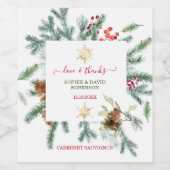 ウィンターホリデー魅力的パインコーンベリークリスマス ワインラベル (シングルラベル)