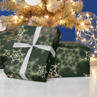 ウィンターホリデー グリーン スノーフレーク クリスマス ラッピングペーパー