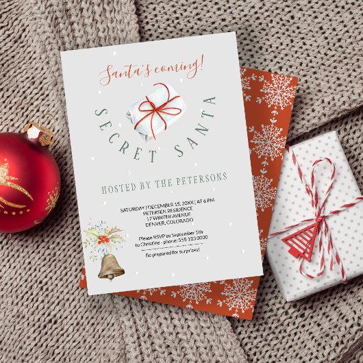 ウィンターホリデー |秘密のサンタクリスマスパーティー 招待状
