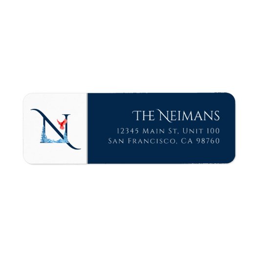 ウィンターホリデー | Letter Nモノグラム住所 シール (正面)