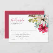 ウィンターホリデ結婚ーズ |水彩フローラ 出欠カード (正面/裏面)