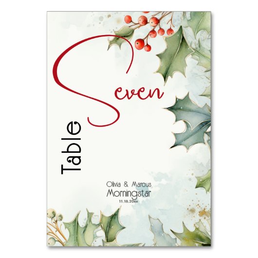 ウィンターホリーとベリー テーブルナンバー (裏面)