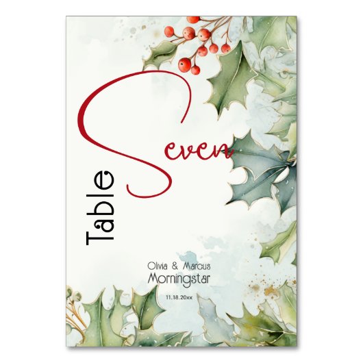 ウィンターホリーとベリー テーブルナンバー (正面)