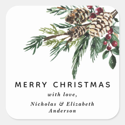 ウィンターホリークリスマスステッカー スクエアシール (正面)