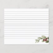 ウィンターホリーブランチブライダルシャワーレシピカード (裏面)