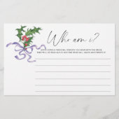 ウィンターホリーブランチ誰が私のブライダルシャワーゲーム 便箋 (正面)
