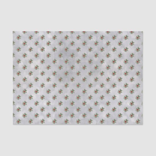 ウィンターホリーベリーパターンティッシュペーパー 薄葉紙 (正面)