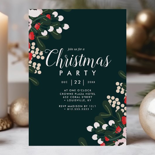 ウィンターホリーベリーフローラクリスマスパーティー 招待状