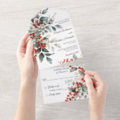 ウィンターホリーベリー オールインワン招待状 (貼ってはがせる)