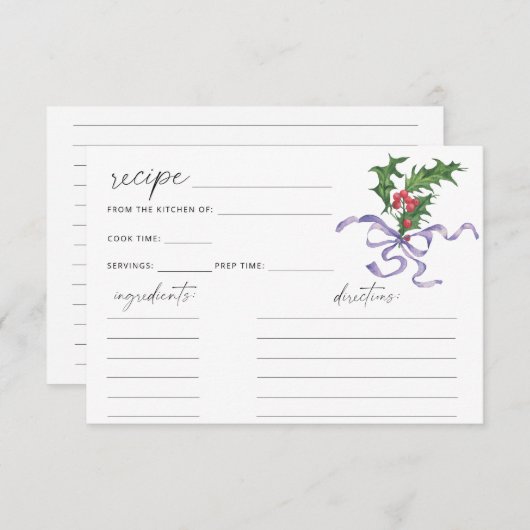 ウィンターホリー枝レシピカード (正面/裏面)