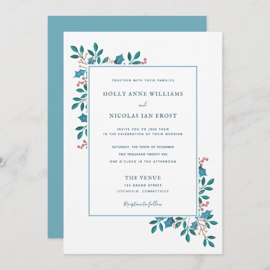 ウィンターホリー結婚フローラズスイート招待状 シーズンカード (正面/裏面)