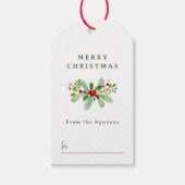 ウィンターホリー&パインクリスマスグリーティングファミリー名 ギフトタグ (正面)