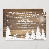 ウィンターホリ素朴デークリスマスディナー招待状 招待状 (正面/裏面)