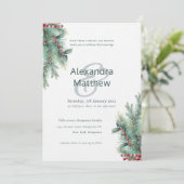 ウィンターホリ素朴ーベリー結婚式招待状 招待状 (スタンド正面)