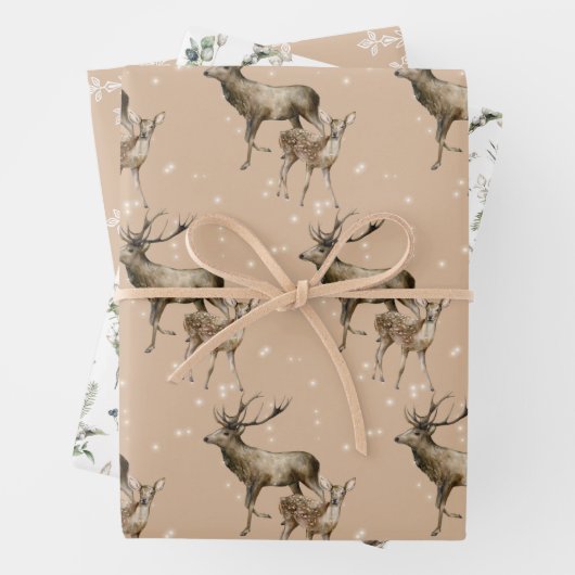 ウィンターホワイトとクラフトホリデーアパッタメント ラッピングペーパーシート (インサイチュ)