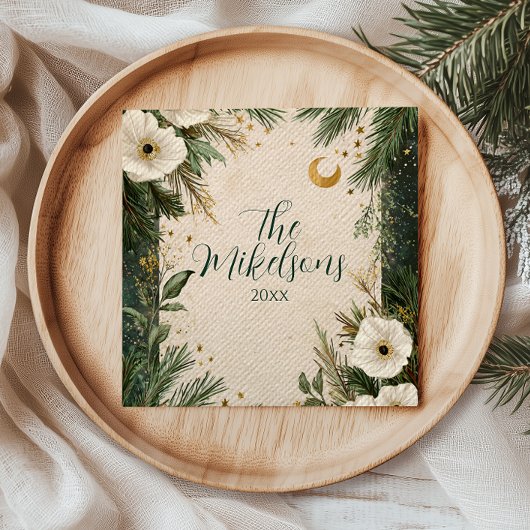 ウィンターホワイトアネモンクリスマスパーティー スタンダードカクテルナプキン