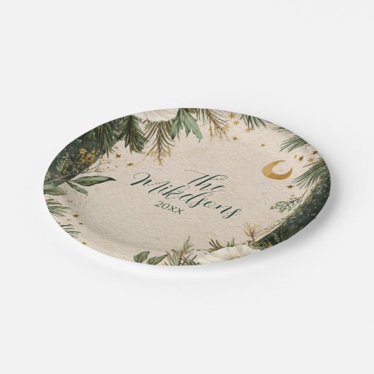 ウィンターホワイトアネモンクリスマスパーティー ペーパープレート (アングル)