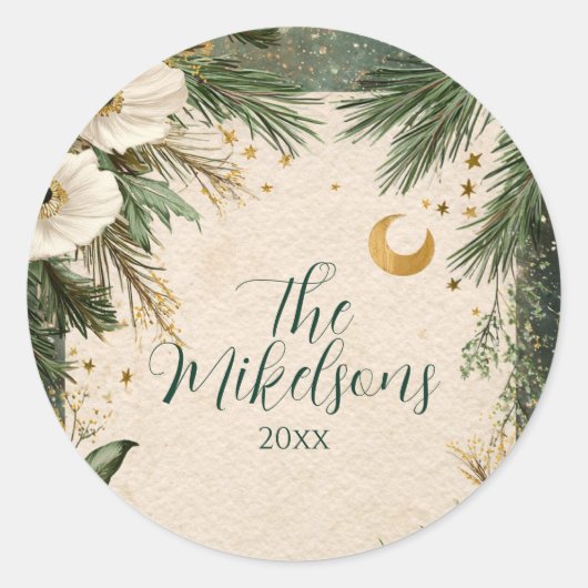 ウィンターホワイトアネモンクリスマスパーティー ラウンドシール (正面)