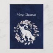 ウィンターホワイトキツネフローラリース水彩 シーズンポストカード (正面)