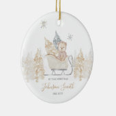 ウィンターホワイトキュートベアーマウンテン初めてのクリスマス セラミックオーナメント (右)