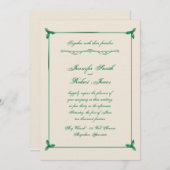 ウィンターホワイトグリーンヤドリートー結婚式招待状 招待状 (正面/裏面)