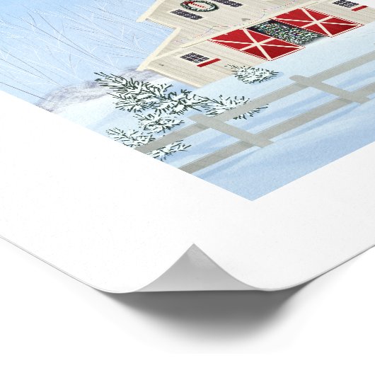 ウィンターホワイトスノーウィークリスマスバーンアートプリント ポスター (角)