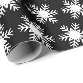 ウィンターホワイトスノーフレーククリスマスホリデーブラック ラッピングペーパー (ロールコーナー)