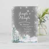 ウィンターホワイトスノーフレークモダンジングル&ミングル 招待状 (スタンド正面)