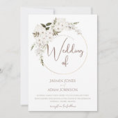 ウィンターホワイトタウペフローラクリスマスリース結婚ズ 招待状 (正面)