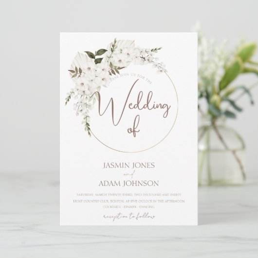 ウィンターホワイトタウペフローラクリスマスリース結婚ズ 招待状 (スタンド正面)