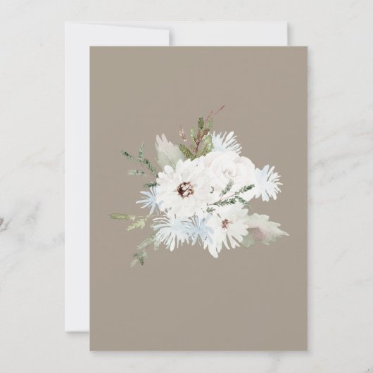 ウィンターホワイトタウペフローラクリスマスリース結婚ズ 招待状 (裏面)