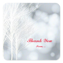 ウィンターホワイトツリーズホリデーパーティスティッカー