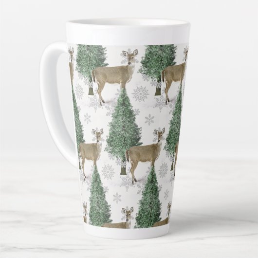 ウィンターホワイトテールディアウィズスノーフレークスホリデーホーム カフェラテマグ (左アングル)