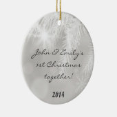 ウィンターホワイトパインニードルパーソナライズされたネームオーナメント セラミックオーナメント (右)