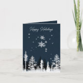 ウィンターホワイトフォレストナイトハッピーホリデーモダン シーズンカード (正面)