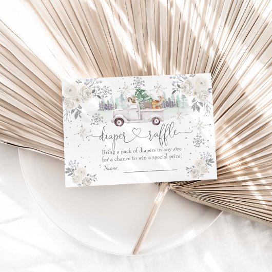 ウィンターホワイトフローラウッドランドおむつラッフル エンクロージャーカード