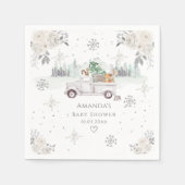 ウィンターホワイトフローラウッドランドベビーシャワー スタンダードカクテルナプキン (正面)