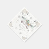 ウィンターホワイトフローラウッドランドベビーシャワー スタンダードカクテルナプキン (角)
