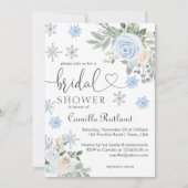 ウィンターホワイトフローラスノーフレークブライダルシャワー 招待状 (正面)