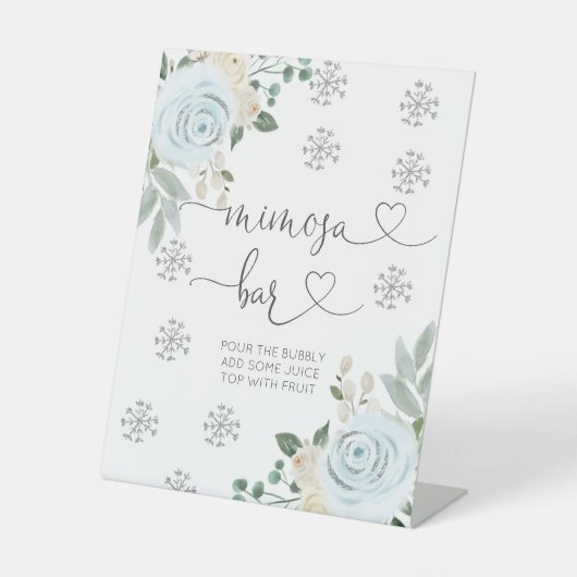 ウィンターホワイトフローラスノーフレークミモサバー 台座サイン (正面)