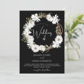 ウィンターホワイトフローラブラッククリスマスリース結婚ズ 招待状 (スタンド正面)