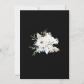 ウィンターホワイトフローラブラッククリスマスリース結婚ズ 招待状 (裏面)