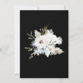 ウィンターホワイトフローラブラッククリスマスリース結婚ズ 招待状 (裏面)