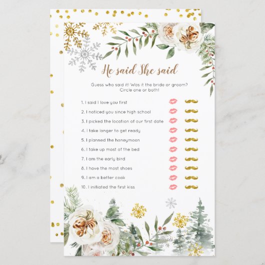 ウィンターホワイトフローラ彼は彼女はゲームカードを言った (正面/裏面)