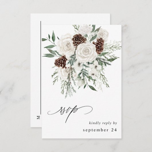 ウィンターホワイトフローラ&パインと食事RSVP 3 出欠カード (正面/裏面)