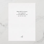 ウィンターホワイトフローラ&パインクリスマスまたは休日 箔招待状 (裏面)