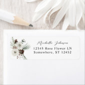 ウィンターホワイトフローラ&パイン差出人住所ラベル ラベル (インサイチュ)