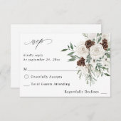ウィンターホワイトフローラ&松の食事RSVP 2 出欠カード (正面/裏面)